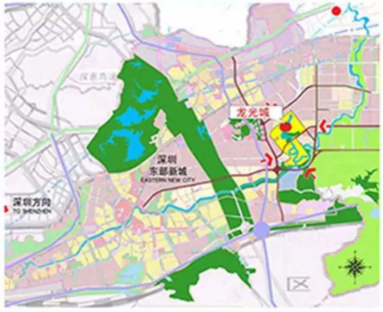 大亚湾西区与深圳交界龙光城和南坪三期快速路 深圳地铁口的距离关系-营销中心